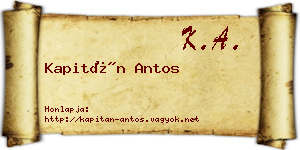 Kapitán Antos névjegykártya